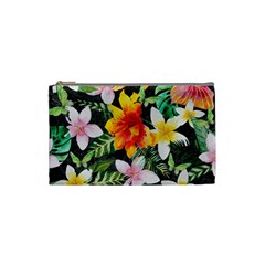 Tropical Flowers Butterflies 1 Cosmetic Bag (small) by EDDArt