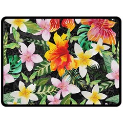 Tropical Flowers Butterflies 1 Fleece Blanket (large)  by EDDArt