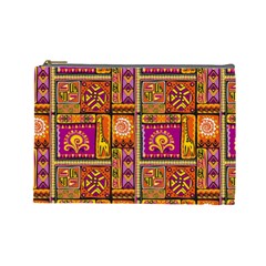 Traditional Africa Border Wallpaper Pattern Colored 3 Cosmetic Bag (large) by EDDArt