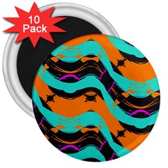 Blue Orange Black Waves                                         3  Magnet (10 Pack)