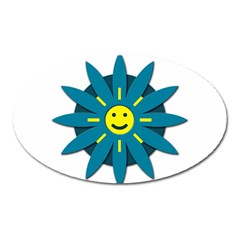 Smiley Flower Oval Magnet by linceazul