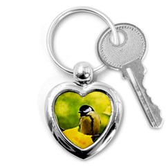 Tomtit Bird Dressed To The Season Key Chains (heart)  by FunnyCow