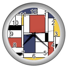 Neoplasticism Abstract Art Wall Clock (silver) by FunnyCow