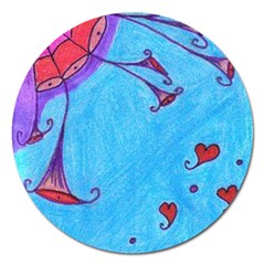 Hearts And Blue Magnet 5  (round) by snowwhitegirl