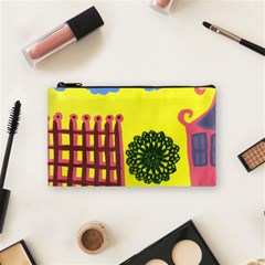 Pink House And Fence Cosmetic Bag (small) by snowwhitegirl