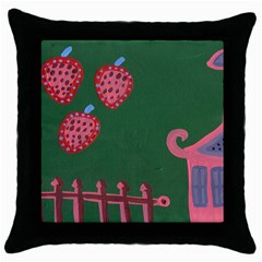 Floating Strawberries Throw Pillow Case (black) by snowwhitegirl