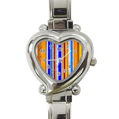 Colorful Wood And Metal Pattern Heart Italian Charm Watch by FunnyCow