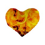 Fire And Flames Standard 16  Premium Flano Heart Shape Cushions Back