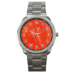 Grunge Red Tarpaulin Texture Sport Metal Watch by FunnyCow