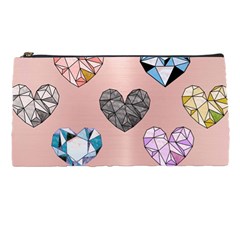 Gem Hearts And Rose Gold Pencil Cases