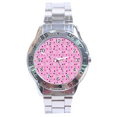 Pink Milk Hearts Stainless Steel Analogue Watch by snowwhitegirl