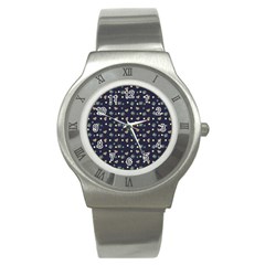 Blue Milk Hearts Stainless Steel Watch by snowwhitegirl