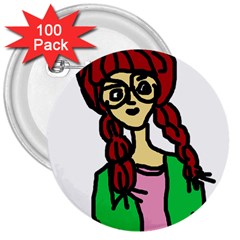 Nerdy Girl 3  Buttons (100 Pack)  by snowwhitegirl