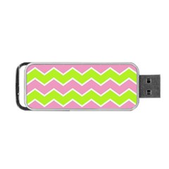 Zigzag Chevron Pattern Green Pink Portable Usb Flash (two Sides) by snowwhitegirl