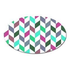 Zigzag Chevron Pattern Aqua Purple Oval Magnet by snowwhitegirl