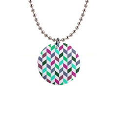 Zigzag Chevron Pattern Aqua Purple Button Necklaces