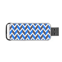 Zigzag Chevron Pattern Blue Grey Portable Usb Flash (two Sides) by snowwhitegirl