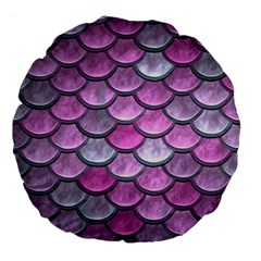 Pink Mermaid Scale Large 18  Premium Flano Round Cushions by snowwhitegirl