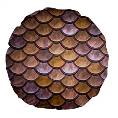 Copper Mermaid Scale Large 18  Premium Flano Round Cushions by snowwhitegirl