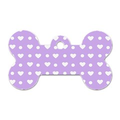 Hearts Dots Purple Dog Tag Bone (two Sides)