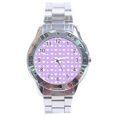 Hearts Dots Purple Stainless Steel Analogue Watch