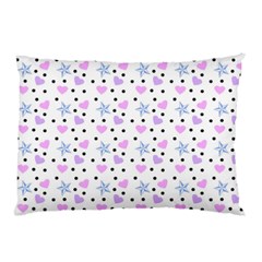 Hearts And Star Dot White Pillow Case by snowwhitegirl