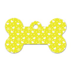 Hearts And Star Dot Yellow Dog Tag Bone (two Sides)