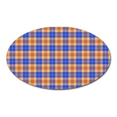 Orange Blue Plaid Oval Magnet by snowwhitegirl