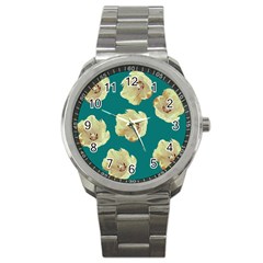 Teal Tulips Sport Metal Watch