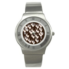 Brown Deer Pattern Stainless Steel Watch by snowwhitegirl