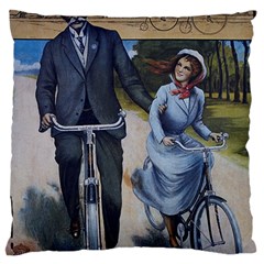 Couple On Bicycle Large Cushion Case (one Side) by vintage2030