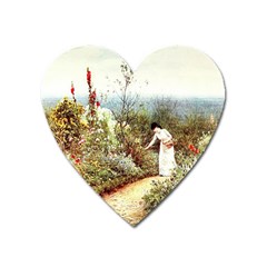 Lady And Scenery Heart Magnet