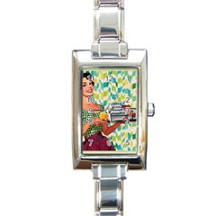 Retro Cokk Rectangle Italian Charm Watch