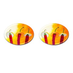 Three Red Chili Peppers Cufflinks (oval) by FunnyCow