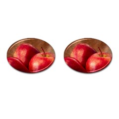 Three Red Apples Cufflinks (oval) by FunnyCow