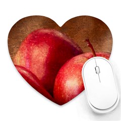 Three Red Apples Heart Mousepads by FunnyCow