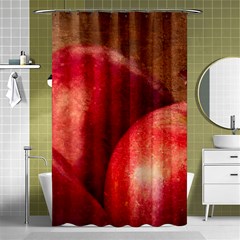 Three Red Apples Shower Curtain 48  X 72  (small)  by FunnyCow