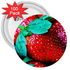 Red Strawberries 3  Buttons (100 Pack)  by FunnyCow