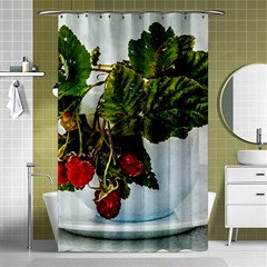 Red Raspberries In A Teacup Shower Curtain 48  X 72  (small)  by FunnyCow