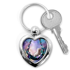 Cute Little Maltese Puppy On The Moon Key Chains (heart)  by FantasyWorld7