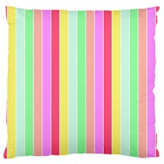 Pastel Rainbow Sorbet Deck Chair Stripes Large Flano Cushion Case (one Side) by PodArtist