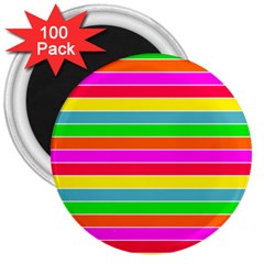 Neon Hawaiian Rainbow Horizontal Deck Chair Stripes 3  Magnets (100 Pack) by PodArtist