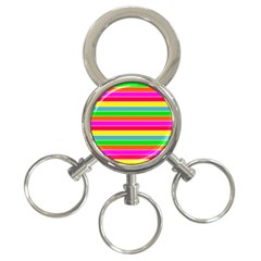 Neon Hawaiian Rainbow Horizontal Deck Chair Stripes 3-ring Key Chains by PodArtist