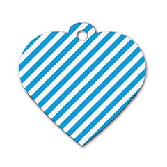 Oktoberfest Bavarian Blue And White Candy Cane Stripes Dog Tag Heart (one Side) by PodArtist