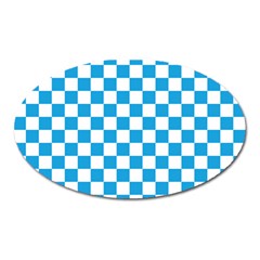 Oktoberfest Bavarian Large Blue And White Checkerboard Oval Magnet by PodArtist