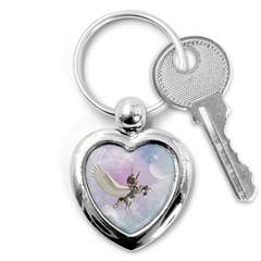 Cute Little Pegasus In The Sky, Cartoon Key Chains (heart)  by FantasyWorld7