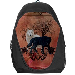 Awesome Black And White Wolf Backpack Bag by FantasyWorld7