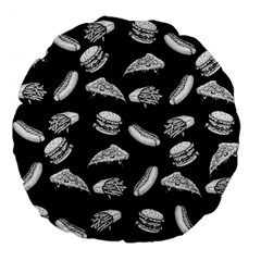 Fast Food Pattern Large 18  Premium Flano Round Cushions by Valentinaart