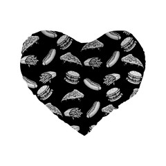 Fast Food Pattern Standard 16  Premium Flano Heart Shape Cushions by Valentinaart