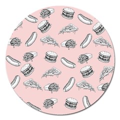 Fast Food Pattern Magnet 5  (round) by Valentinaart